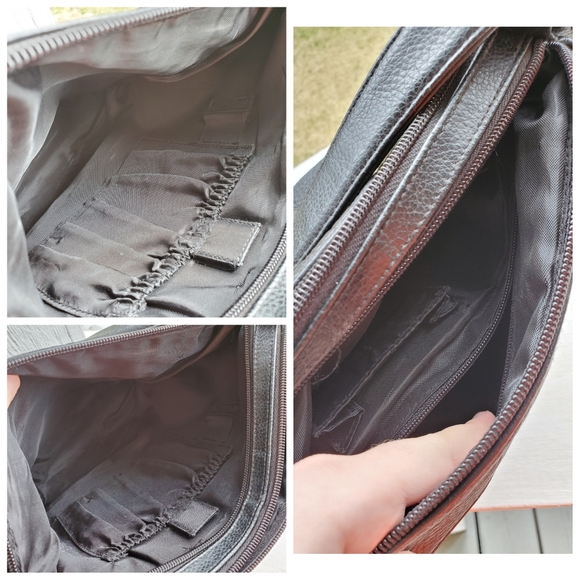 Vintage Stone Mountain Genuine Black Leather Crossbody/Shoulder Bag - Picture 12 of 16